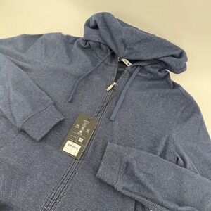 7 Diamonds Generation 4-Way Stretch Hoodie Blue Herringbone Full Zip Mens M NEW